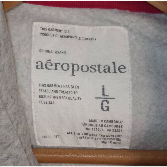 Aeropostale classic,Gray, zip front hoodie. - Picture 3 of 4